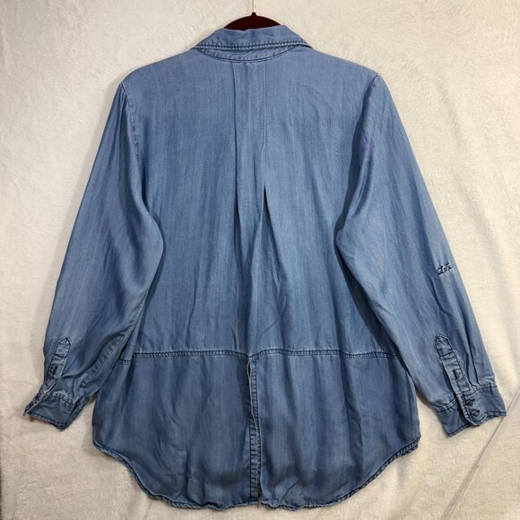 Soft Surroundings L Lightwash Tencel Lyocell Chambray Tunic Shirt Boho Casual - Picture 5 of 11